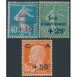 FRANCE - 1927 Caisse d’Amortissement set of 3, MNH – Michel # 226-228