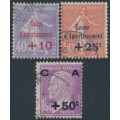 FRANCE - 1928 Caisse d’Amortissement set of 3, used – Michel # 232-234 FRANCE - 1928 Caisse d’Amortissement set of 3, used – Michel # 232-234