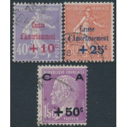 FRANCE - 1928 Caisse d’Amortissement set of 3, used – Michel # 232-234
