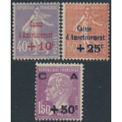 FRANCE - 1928 Caisse d’Amortissement set of 3, MNH – Michel # 232-234