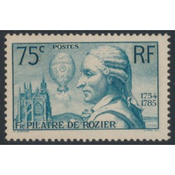 FRANCE - 1936 75c green-blue Pilâtre de Rozier, MNH – Michel # 318