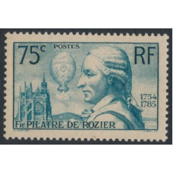 FRANCE - 1936 75c green-blue Pilâtre de Rozier, MNH – Michel # 318