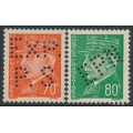 FRANCE - 1942 70c & 80c Pétain with exhibition perfins, MH – Michel # 518+520 FRANCE - 1942 70c & 80c Pétain with exhibition perfins, MH – Michel # 518+520