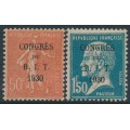 FRANCE - 1930 BIT Congress overprints set of 2, MH – Michel # 249-250 FRANCE - 1930 BIT Congress overprints set of 2, MH – Michel # 249-250