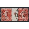FRANCE - 1922 30c red Semeuse, millésime pair, used – Michel # 142 FRANCE - 1922 30c red Semeuse, millésime pair, used – Michel # 142