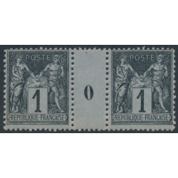 FRANCE - 1877 1c black on blue Peace & Commerce, millésime pair, MNH – Michel # 68