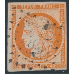 FRANCE - 1850 40c orange Cérès, imperforate, used – Michel # 5a