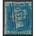 GREAT BRITAIN - 1855 2d blue QV, perf. 14, plate 5, check letters QA, used – SG # 34