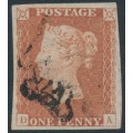 GREAT BRITAIN - 1841 1d red-brown QV, plate 20, check letters DA, used – SG # 8