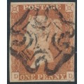GREAT BRITAIN - 1841 1d red-brown QV, plate 21, check letters DD, used – SG # 8