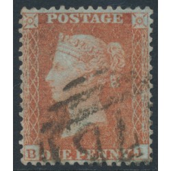 GREAT BRITAIN - 1855 1d red-brown QV, plate 1, check letters BJ, used – SG # 24 (C3)