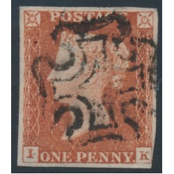 GREAT BRITAIN - 1843 1d red-brown QV, plate 33, check letters IK, used – SG # 8