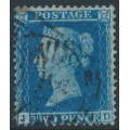 GREAT BRITAIN - 1855 2d blue QV, perf. 14, plate 5, check letters JD, used – SG # 34