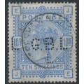 GREAT BRITAIN - 1883 10/- ultramarine QV, anchor watermark, private perfin, used – SG # 183