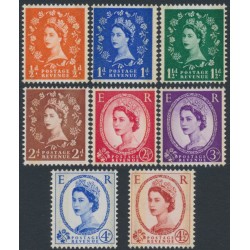 GREAT BRITAIN - 1959 QEII set of 8 with phosphor & graphite lines, MNH – SG # 599-609 GREAT BRITAIN - 1959 QEII set of 8 with phosphor & graphite lines, MNH – SG # 599-609