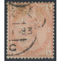 GREAT BRITAIN - 1881 1/- orange-brown QV, Crown watermark, plate 14, used – SG # 163