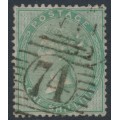 GREAT BRITAIN - 1856 1/- pale green QV, Emblems watermark, used – SG # 73