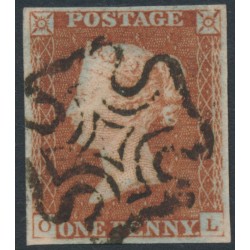 GREAT BRITAIN - 1842 1d red-brown QV, plate 25, check letters OL, used – SG # 8