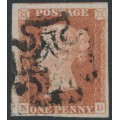 GREAT BRITAIN - 1842 1d red-brown QV, plate 29, check letters ND, used – SG # 8
