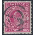 GREAT BRITAIN - 1902 5/- bright carmine KEVII, used – SG # 263