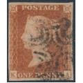 GREAT BRITAIN - 1841 1d red-brown QV, plate 17, check letters KA, used – SG # 8