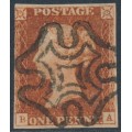 GREAT BRITAIN - 1841 1d red-brown QV, plate 17, check letters BA, used – SG # 8