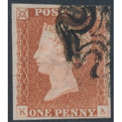 GREAT BRITAIN - 1841 1d red-brown QV, plate 19, check letters KA, used – SG # 8
