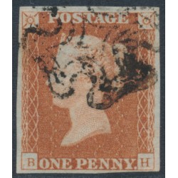 GREAT BRITAIN - 1841 1d red-brown QV, plate 20, check letters BH, used – SG # 8