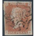 GREAT BRITAIN - 1842 1d red-brown QV, plate 23, check letters FB, used – SG # 8l