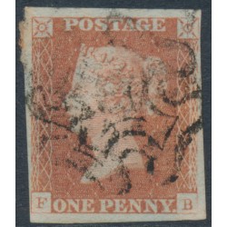 GREAT BRITAIN - 1842 1d red-brown QV, plate 23, check letters FB, used – SG # 8l