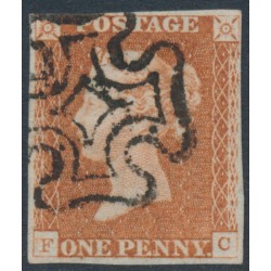 GREAT BRITAIN - 1842 1d red-brown QV, plate 23, check letters FC, used – SG # 8 GREAT BRITAIN - 1842 1d red-brown QV, plate 23, check letters FC, used – SG # 8