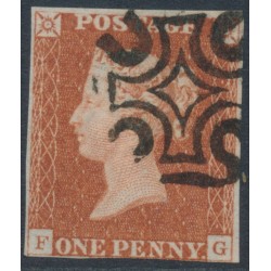 GREAT BRITAIN - 1842 1d red-brown QV, plate 28, check letters FG, used – SG # 8
