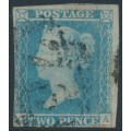 GREAT BRITAIN - 1841 2d pale blue QV, imperf., plate 3, check letters QA, used – SG # 13