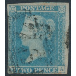 GREAT BRITAIN - 1841 2d pale blue QV, imperf., plate 3, check letters QA, used – SG # 13