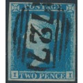 GREAT BRITAIN - 1849 2d blue QV, imperf., plate 4, check letters II, used – SG # 14