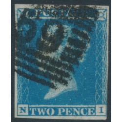 GREAT BRITAIN - 1849 2d blue QV, imperf., plate 4, check letters NI, used – SG # 14