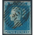 GREAT BRITAIN - 1849 2d blue QV, imperf., plate 4, check letters PF, used – SG # 14