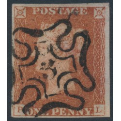 GREAT BRITAIN - 1842 1d red-brown QV, plate 29, '3' Maltese Cross cancel – SG # 8uc