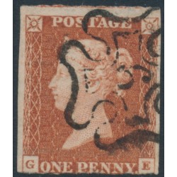 GREAT BRITAIN - 1843 1d red-brown QV, plate 31, '6' Maltese Cross cancel – SG # 8uf