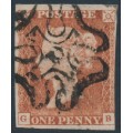 GREAT BRITAIN - 1843 1d red-brown QV, plate 33, '10' Maltese Cross cancel – SG # 8uj