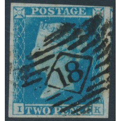GREAT BRITAIN - 1849 2d blue QV, imperf., plate 4, check letters IK, used – SG # 14