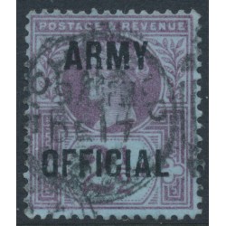 GREAT BRITAIN - 1896 2½d purple on blue QV, o/p ARMY OFFICIAL, used – SG # O44
