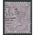 GREAT BRITAIN - 1856 6d lilac QV, Emblems watermark, used – SG # 68