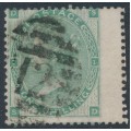 GREAT BRITAIN - 1862 1/- green QV, Emblems watermark, plate 1, used – SG # 90