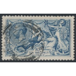 GREAT BRITAIN - 1919 10/- dull grey-blue Sea Horses (Bradbury, Wilkinson), used – SG # 417