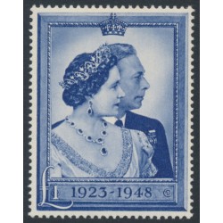 GREAT BRITAIN - 1948 £1 blue Royal Silver Wedding, MNH – SG # 494