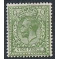 GREAT BRITAIN - 1922 9d olive-green KGV, Simple Cypher watermark, MH – SG # 393a