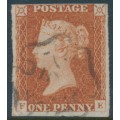 GREAT BRITAIN - 1842 1d red-brown QV, plate 27, check letters FE, used – SG # 8