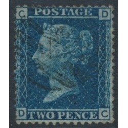 GREAT BRITAIN - 1858 2d blue QV, thick lines, plate 12, check letters DC, used – SG # 45