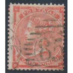 GREAT BRITAIN - 1862 4d bright red QV, Garter watermark, plate 3, used – SG # 79